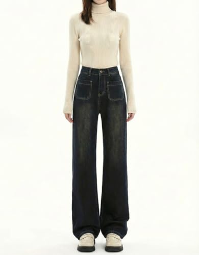 Image of ODDMONEKY Baggy Jeans for Women || Korean Jeans for Women || Wide Leg Korean High Waist Baggy Denim Pants (Wjeans-7)