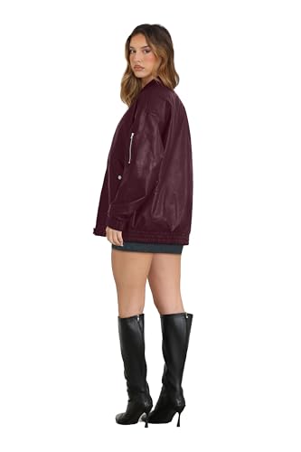 Image of Sampeel Leather Jacket Women Faux Oversized Motorcycle Bomber Coats 2026 Fall Fashion Outfits Winter Clothes
