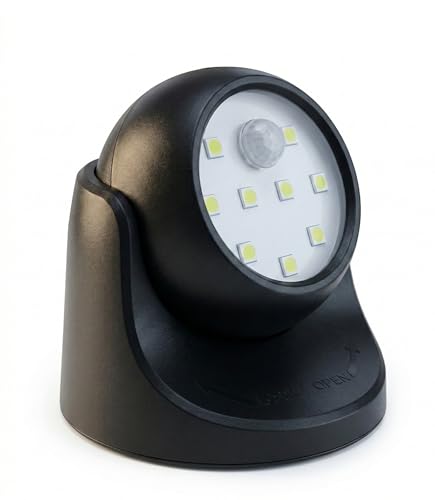 Proxinova Faretto LED a Batterie con Sfera Estraibile Rotazione 360°, 150 Lumen, Faretti LED Esterno con Sensore di Movimento PIR, Luci di Sicurezza, Pratico Fissaggio a Muro