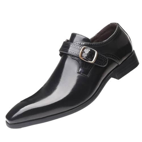 Dress Shoes for Men Men's PU Leather Slip-On Formal Shoes with Buckle Luxury Designer Footwear for Business and Special Occasions