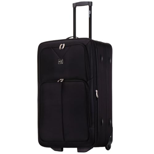 Image of ATX Luggage 29" Large Suitcase Expandable Soft Shell Durable Lightweight Hold Check in Trolley Case with 2 Wheels & Built-in 3 Digit Combination Lock (Black, 120 Liters)