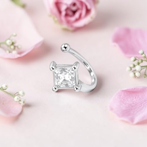 Image of Nilu's Collection Rose Gold American Diamond Non Piercing Nose Pin for Women | Elegant Flower Nose Stud | Minimal Clip-On Nose pin | Anti-Allergy | Anti-Tarnish | Office Wear | Daily Wear | office Wear | Non Piercing