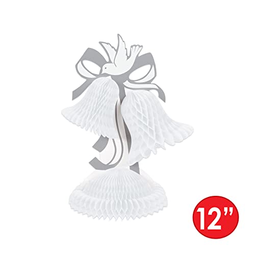 Beistle Tissue Bell Centerpiece, 12-Inch, White/Silver #TOP1