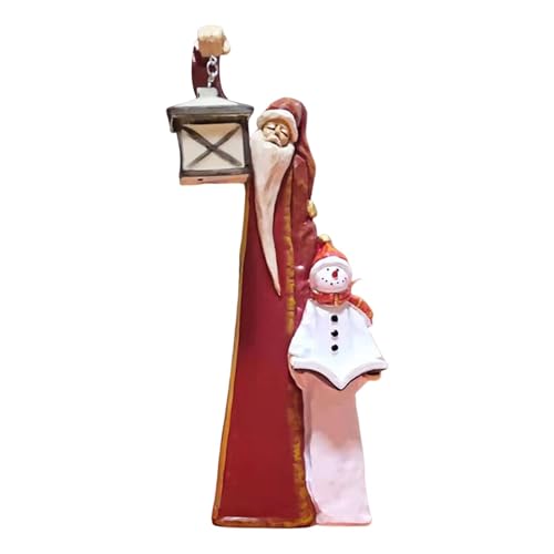Opilroyn Figurine de Père Noël en résine avec lanterne LED, sculpture avec lanterne Père Noël et sculpture Décoration de jardin Décoration de jardin Ornements en résine pour jardin, maison, chambre à