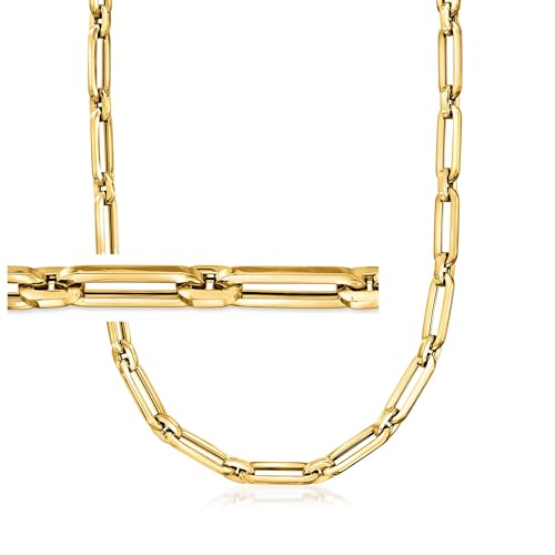 Ross-Simons Italian 14kt Yellow Gold Alternating Paper Clip Link Necklace