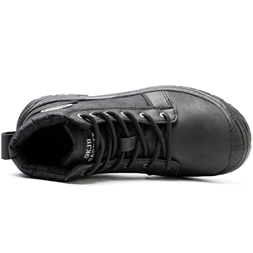 NBUUNBU Steel Toe Work Boots for Men Safety Work Shoes Slip Resistant Abrasion Resistance Leather Insulated Indestructible Boots Breathable Construction Footwear3
