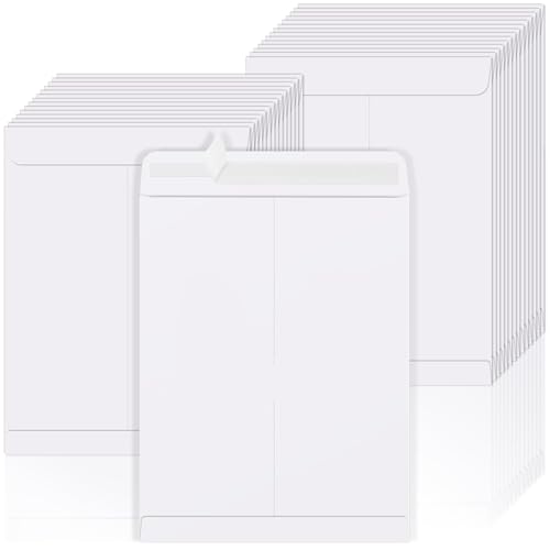 50 Pack 6x9 Envelopes Self Seal, White Catalog Mailing Envelopes 6 x 9 Manilla Envelopes for Mailing, Organize, Storage, Home, Office Business