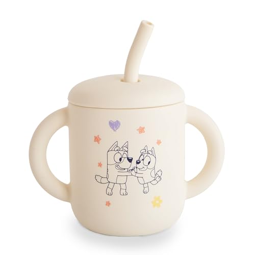 mushie x Bluey 100% Silicone Training Cup & Straw for Toddlers | 6 Months+ (Bluey Ivory)