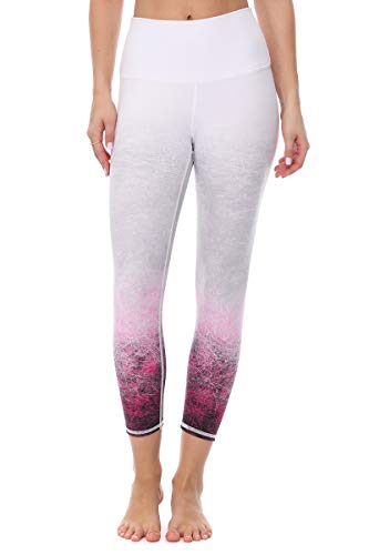 EVCR High Waisted Capri Slim Leggings for Women - Athletic Tummy Control Yoga Pants for Workout, Neon Scratch, X-Small
