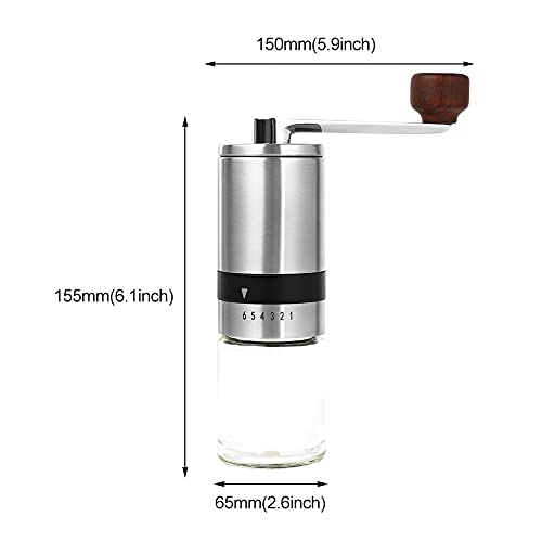 POHOVE Manuelle Kaffeemühle Einstellbare Grobheit Keramikmühle Handkaffeemühle mit 6 präzisen Einstellungsstufen für… – Bild 3