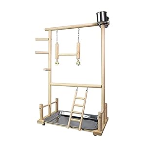 Vogelspeelgoed Papegaai Playstands met Cup Toys Lade Bird Swing Climbing Hanging Ladder Bridge Wood Cockatiel Speeltuin…
