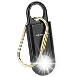 130dB Personal Safety Alarm Strobe Light. Loud Sound Keychain Siren with Carabiner for Women, School Children, Night Runners, Hiking. Bear Alarm Deterrent. SOS Emergency Self Defense Alerts. Black