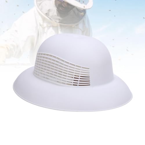 1PCS Beekeeping Hard Hat, Protective Beekeeping Cap Vented Beekeeper Helmet with Wide Brim for Men Women, White,13.58x11.42in