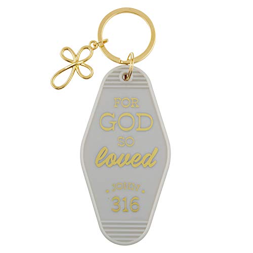 Creative Brands Inspirational Vintage Motel Key Ring, 7 x 4-Inch, John 3:16 -Scripture