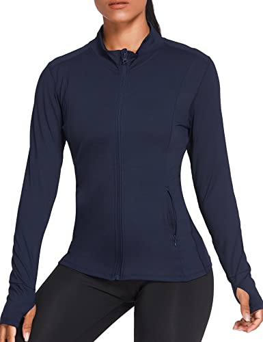 Pinspark Women'S Track Jacket Athletic Workout Running Jacket Full Zip Up Sportswear Lightweight Tops Navy Blue M thumb #2