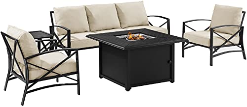 Crosley Furniture KO60036BZ-OL Kaplan Outdoor Metal 5-Piece Seating Set (Dante Fire Table, Sofa, 2 Chairs, Side Table), Oiled Bronze with Oatmeal Cushions Crosley Furniture KO60036BZ-OL Kaplan Outdoor Metal 5-Piece Seating Set (Dante Fire Table, Sofa, 2 Chairs, Side Table), Oiled Bronze with Oatmeal Cushions
