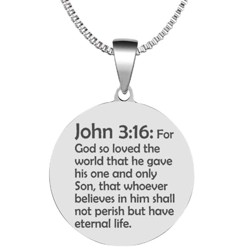 Bible Verse John 3:16 Stainless Steel Religious Christian Wedding Pendant Necklace Band
