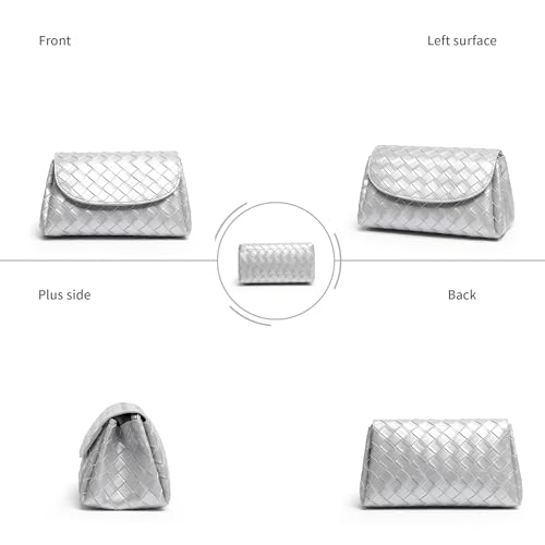 Image of Woven Clutch Purse for Women 2025 Trendy PU Leather Braided Cute Hobo Lightweight Mini Shoulder Crossbody Puse