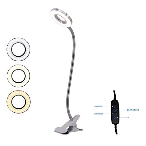 Clip on Light/Reading Light/Bed Light,C-Clamp Nightlight, USB Port,3 Modes 11 Dimming Levels Book Light, Eye-Caring Clip on Lamp for Makeup Mirror,Desk, Headboard, Dorm Room,Computer (12W)