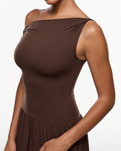 INLYRIC Women's Off The Shoulder Maxi Dresses Versatile Elegant Formal Wedding Guest Cocktail Fall Outfit4