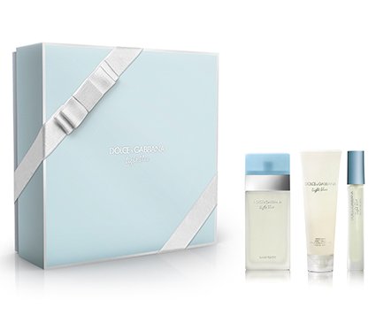 Dolce & Gabbana Light Blue for Women 3-Piece Set (3.4 Oz Eau De Toilette Spary +1.6 Oz Body Cream+0.33 Oz Eau De Toilette Spary) Floral Fruity, 5.33 Fl Oz