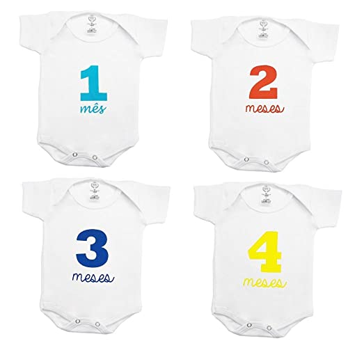 Kit Body Manga Curta Mesversário Estampado Branco