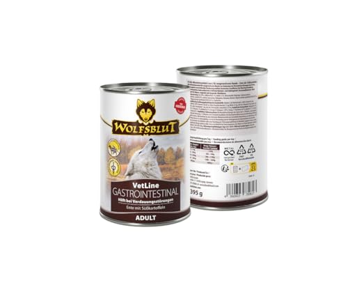 Wolfsblut Vetline Hundefutter - GASTROINTESTINAL, 24x395g - Sparbundel, Sparpaket - inklusive Warnicks Tierfutterservice Hundesnack Goodie