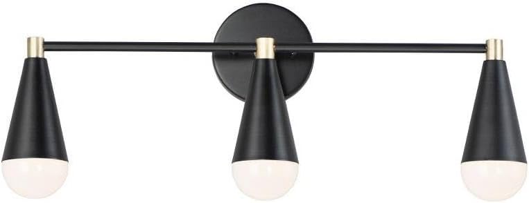 Maxim Lighting Lovell 3-Light Bath Vanity Light | Black/Satin Brass Finish | Mid-Century Bathroom Vanity Light | 11263BKSBR-BUL