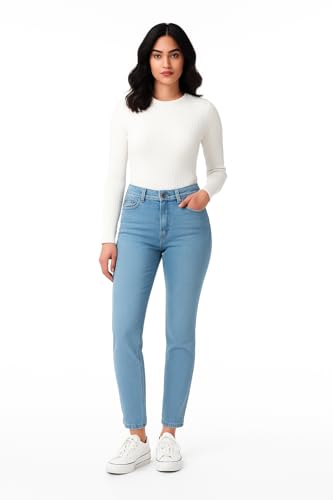 Image of DHYANAM Cotton Denim Jeans for Women - Classic Skinny Fit & Ankle Length Bottom Wear Ladies Outfit