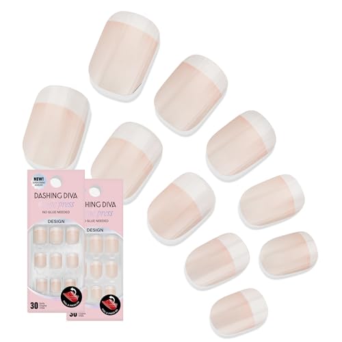 Dashing Diva Magic Press Nail Bundle - French Collection - Square Press On Nails - Day to Night & Homecoming - Long Lasting Gel - Lasts Up to 7 Days - 2 Sets