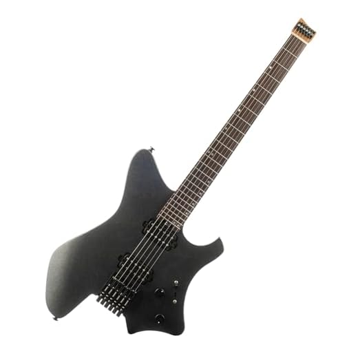 EART GW2-SE Guitarra eléctrica sin cabeza con micrófonos EART Artones-H2SE estándar, diapasón de palisandro de la India, tuerca de hueso (negro metálico)