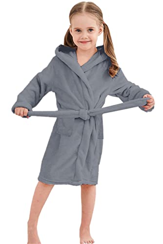 Image of Umeyda Girls Fleece Hooded Robes, Warm Printed Bath Robe for Kids Soft Fuzzy Bathrobe for Gifts