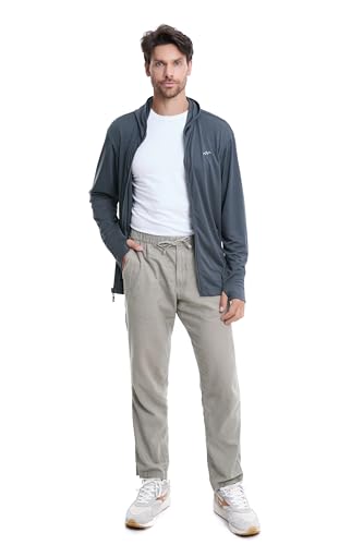 TRAILSIDE SUPPLY CO. Jaqueta esportiva masculina com proteção solar FPS 50+ leve e zíper, Cinza (tec