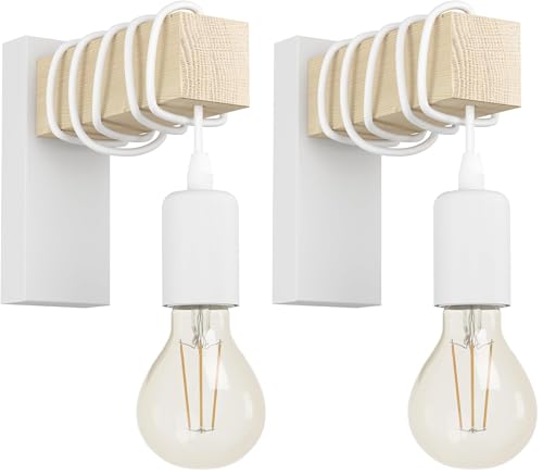 Aplique de pared de madera marrón TOWNSHEND lámpara premium de acero blanco Eglo