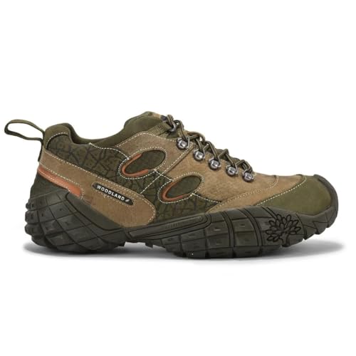 Image of Woodland Men Chunky Sole Lace Up Shoes Khaki Colored