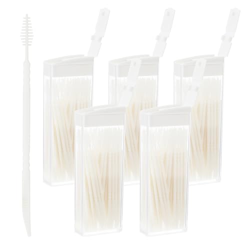 Qianyu 300 Stück Interdentalbürste Zahnstocher Tragbarer Dual-Use Zahnseide Stick Zahnspangen Bürste für Zahnreinigung Zwischenräume Werkzeug hygienischer