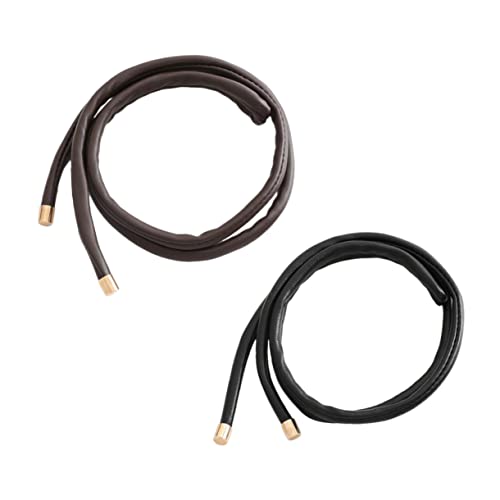 FRCOLOR 2 fermagli per capelli in pelle, per coda di cavallo, in pelle, con lacci