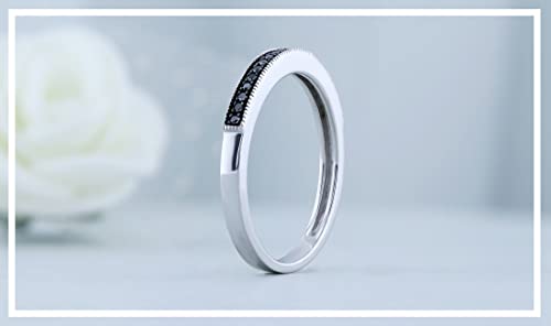 Dazzlingrock Collection Round Black Diamond Anniversary Stackable Wedding Band (Color Black, Clarity Opaque) in 925 Sterling Silver3