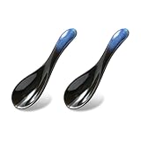 2 Piezas Cucharas de Sopa Asiáticas de Cerámica - Cucharas de Ramen y Postre Estilo Retro, para Tazones de Arroz, Aperitivos y Más - Juego de Cucharas de Porcelana para Servir