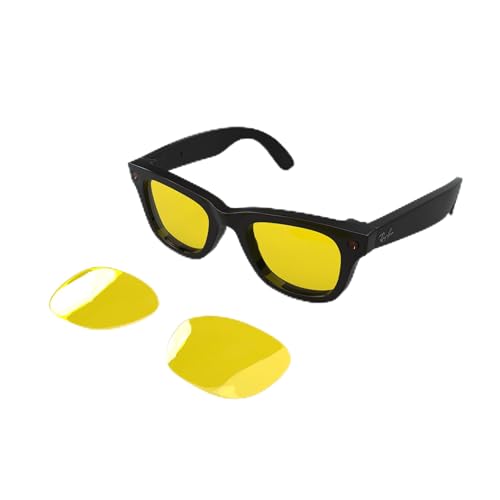 Image of HiBloks Replacement Lenses for Ray-Ban Meta Wayfarer (RW4008 Size L), UV Protection Sunglass Lens Set for Smart Glasses, Premium Lens Kit for Men & Women Driving, Cycling or Outdoor (Yellow)