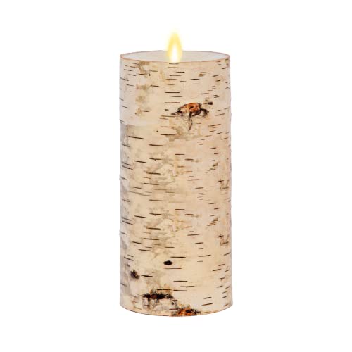 Luminara Flameless Candle Pillar Wrapped With Real Birch Bark - Moving Flame Led Battery Operated Lights - Unscented - Remote Sold Separately (3.25 X 8.5-Inch) #TOP19