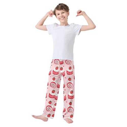 Pajama Bottoms, Pajamas Long Pant Strawberry Cake Lounge Wear Casual Pink Sleep Pants Soft Pjs Sleepwear2