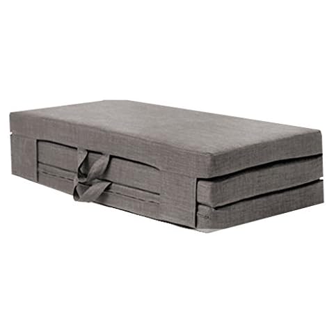 Fun!ture | Double 4ft Wide Portable Foam Folding Mattress with Carry Handles in Linen Effect Upholstery Fabric. Guest Mattress Folds Away for Storage (Slate Grey) Cover