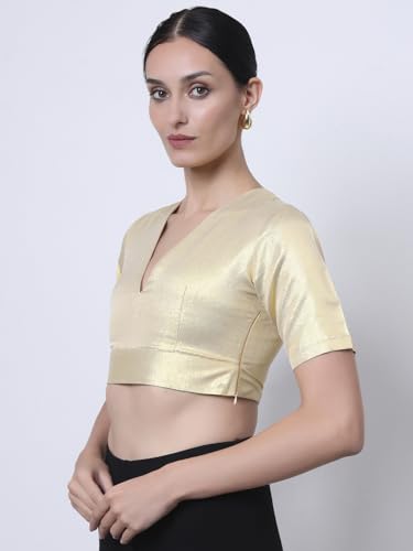 Image of Thevasa Women's Everyday Divine Depth V Neck Half Sleeves Blouse