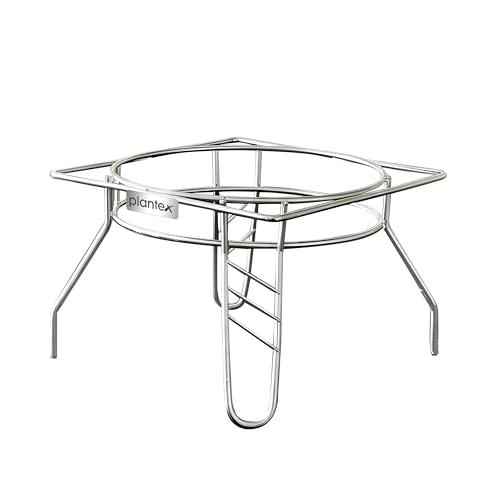 Image of Plantex Stainless Steel Matka Stand /Ghada /Matki Stand /Plant Pot Stand for Balcony /Kitchen Accessories Items for Home (Chrome,Stainless Steel)