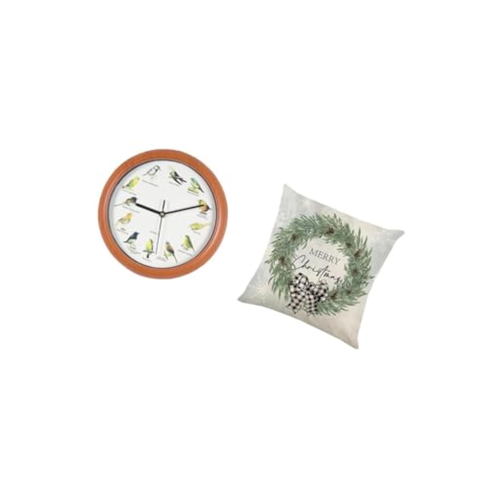Singing Bird Wall Clock with Christmas Pillow Cover