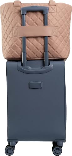 Joan & David 21 Inch Diamond Quilted Puffer Nylon Travel Workbook Tote (Blush)3
