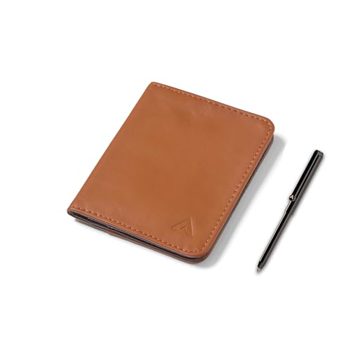 Image of Allett Hybrid Card Wallet, Hazel Brown | Leather, RFID Blocking, Vertical Layout | Minimalist, Bifold, Card Holder, Water Resistant, Thin, Front Pocket | Holds 3-10+ Cards, Cash