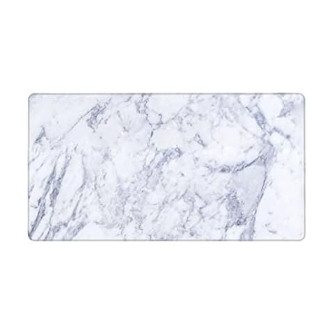 Gray Marble Gaming Mouse Pad with Stitched Edge Large Waterproof Computer Keyboard Mat Non-Slip Rubber Base Desk Blotter Protector for Laptop Wireless 15.8 X 29.5 Inch Cover