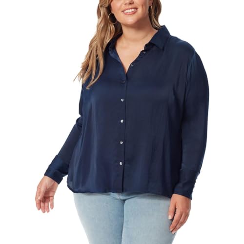 Jessica Simpson Womens Plus Bodie Floral Button Detail Button-Down Top